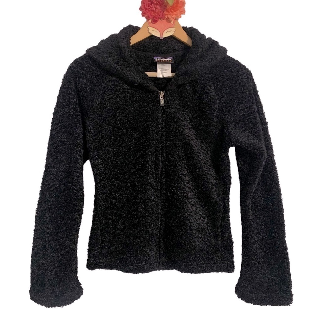 Patagonia Synchilla black stand collar zip up long sleeve teddy jacket size S